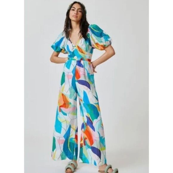 New Anthropologie Ranna Gill Tie-Back Cutout Jumpsuit Size L - Picture 1 of 12